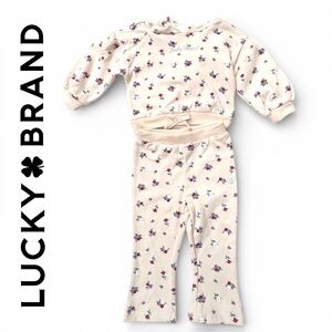 Cotton Floral Two-Piece Set Beige NWT Lucky Brand 12M